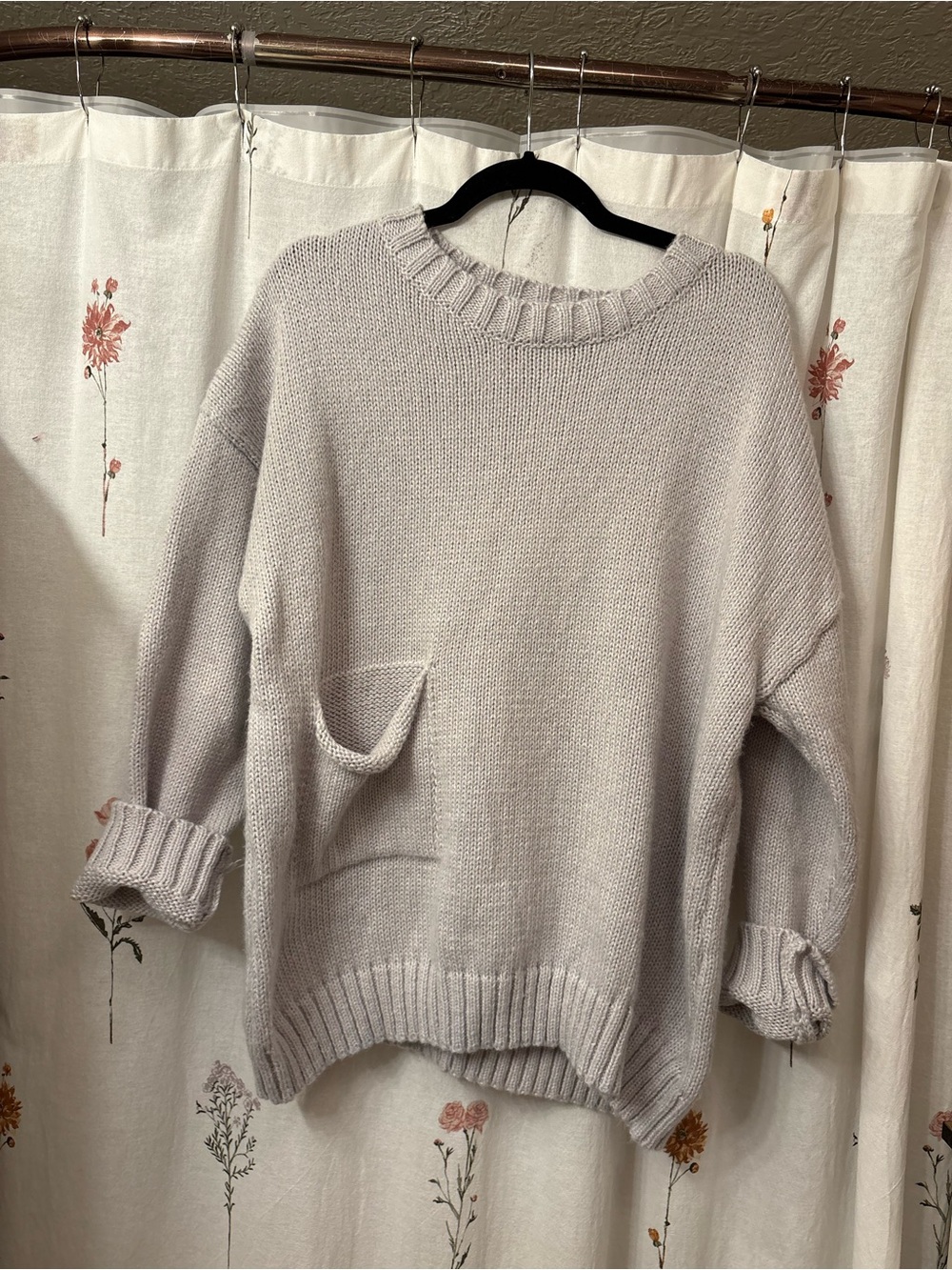 SHEIN Light Gray Oversized Crewneck Sweater